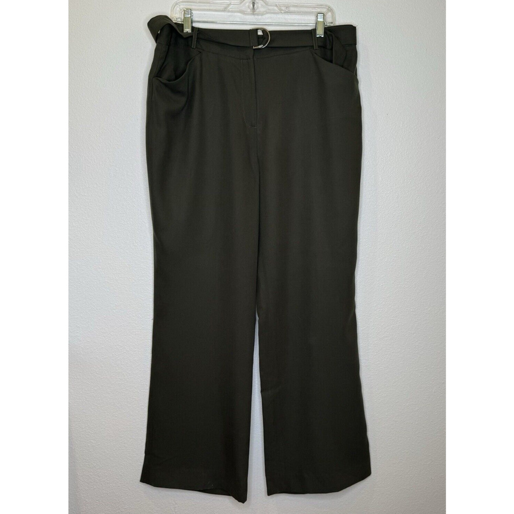 Antonio Melani Womens Nori Pants 14 Dark Green High Waisted Wide Leg Belted NWT